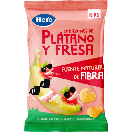 Comprar hero snack kids corazones de plátano y fresa 30g