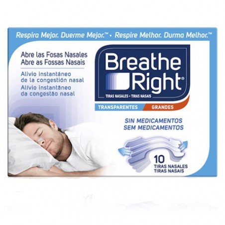 Comprar tiras nasales breathe right transparentes t-grande 10und