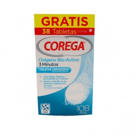 Comprar COREGA PASTILHAS DE LIMPEZA DE DENTADURAS 70+38 PASTILHAS GRATUITAS