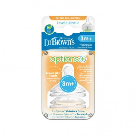 Comprar DR BROWNS OPÇÕES + TETINA DE SILICONE DE BOCA LARGA NÍVEL 2