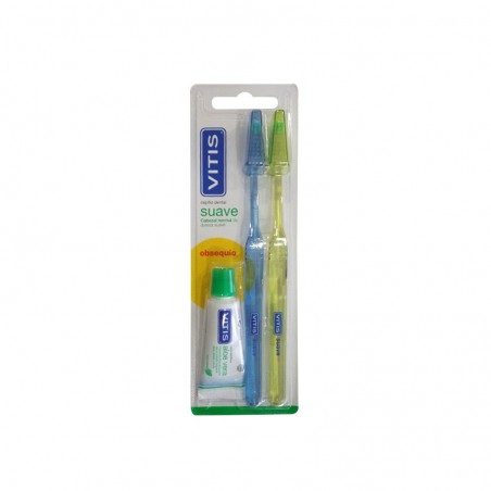 Comprar ESCOVA DE DENTES ADULTOS MACIA DUPLO 2 PCS + PASTA DE DENTES 15 ML