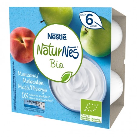 Comprar NESTLE NATURNES SOBREMESA DE MAÇÃ ORGÂNICA E SOBREMESA LÁCTEA DE PÊSSEGO 4 X 90G