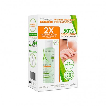 Comprar A-DERMA EXOMEGA CONTROL EMBALAGEM DE GEL DE LIMPEZA EMOLIENTE 2 EM 1 2 X 500 ML