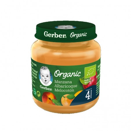 Comprar GERBER ORGANIC TARRITO MANZANA, ALBARICOQUE Y MELOCOTÓN 125 G