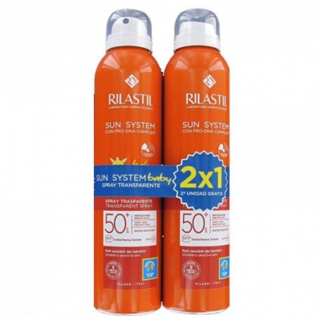 Comprar RILASTIL SUN SYSTEM DUPLO SPRAY TRANSPARENTE PARA CRIANÇAS SPF50+ 2 X 200 ML