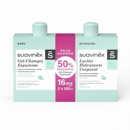 Comprar SUAVINEX EMBALAGEM DE CHAMPÔ GEL ESPUMANTE 500 ML + LOÇÃO HIDRATANTE 500 ML