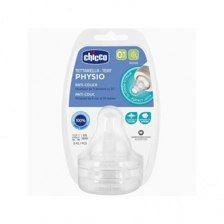 Comprar CHICCO TETINA DE SILICONE FISIOCÓLICO ANTI-CÓLICO 0M+ FLUXO LENTO 2 UNIDADES