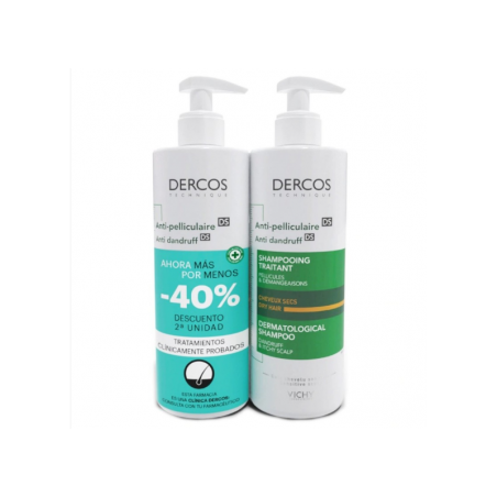 Comprar DUPLO CHAMPÚ DERCOS ANTICASPA CABELLO SECO 2 X 390 ML