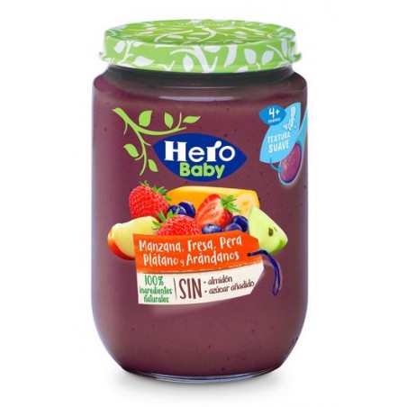 Comprar hero baby potito manzana, fresa, pera, plátano y arándanos 190g