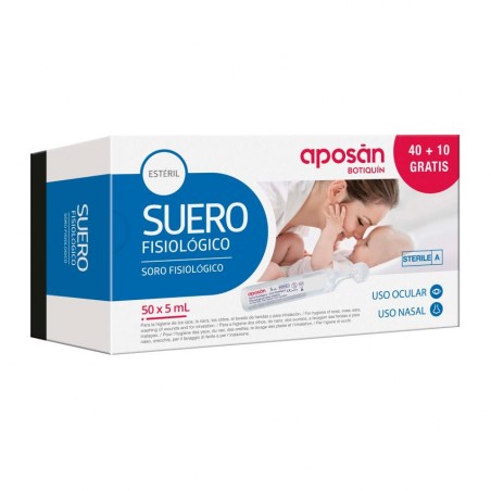 Comprar APOSÁN SUERO FISIOLÓGICO NASAL MONODOSIS 5 ML 40+10 UDS