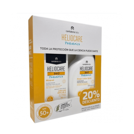 Comprar heliocare 360º pack pedriático mineral spf50 + pedriatics atopic lotion spray