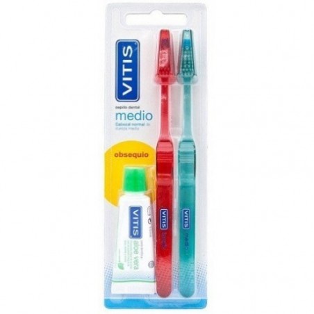 Comprar TOOTH BRUSH VITIS ESCOVA DE DENTES ADULTA MÉDIA 2 PCS + PASTA DE DENTES ALOE VERA 15 ML